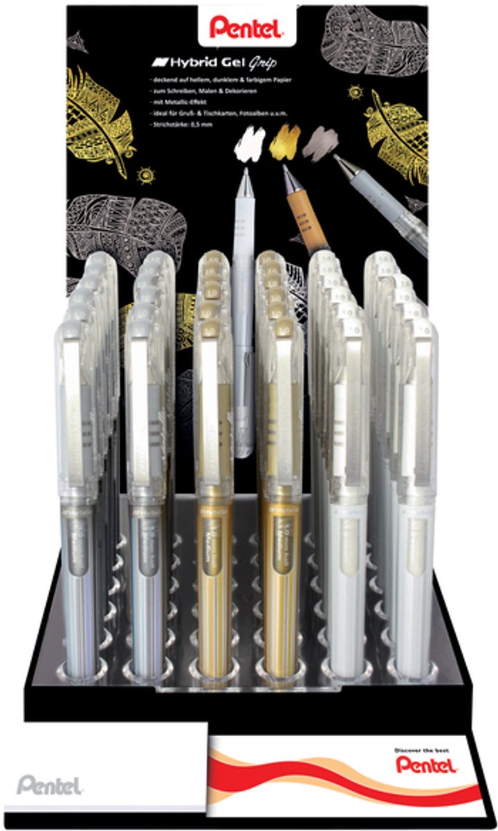 Gelschrijver Pentel K230M medium metallic assorti 3 kleuren | 36 stuks